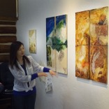 At the Open Studio. Presenting works that I created during the Artist in Residency.